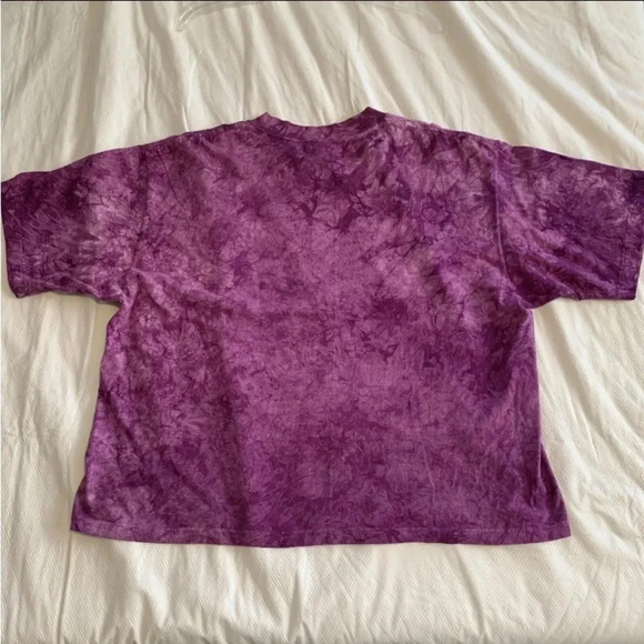 Vintage Purple Tie Dye Cropped Shirt Large Single Stitch Distress Hippie Boho - Picture 1 of 8